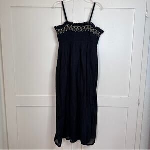 NWT Anaak Smocked Embroidered Black Dress 0